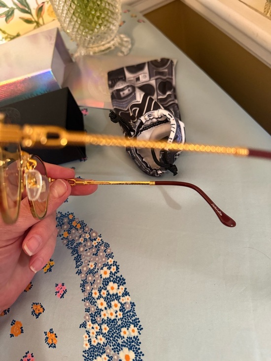 Vintage Frames 18kt Gold Frame Signature Sunglasses with Amber Lenses